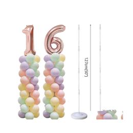 Feestdecoratie 2Sets ADT Kinderen Verjaardag Ballon Kolom Kopie Wedding Arch Baby Shower 100 PCS Latex Globos voor nummer Ballons Drop D Dhkwz