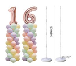 Party Decoration 2SEts Adult Kids Birthday Balloon Column Stand Wedding Arch Shower Baby Shower 100pcs Latex Globos pour numéro Ballons3813281