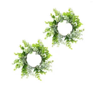 Décoration de fête 2x porte de guirlande artificielle suspendue beau cerceau floral couronne de feuilles vertes pour ferme porche jardin fenêtre de la maison