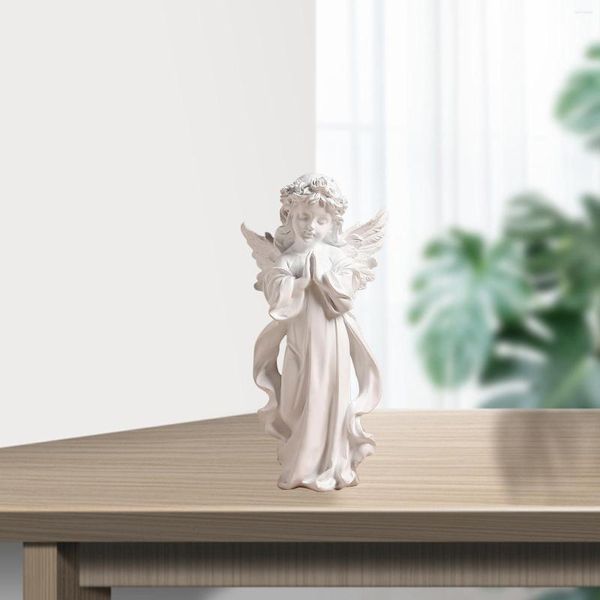 Décoration de fête 2x rétro résine priant ange fille Figurine fée prière Sculpture