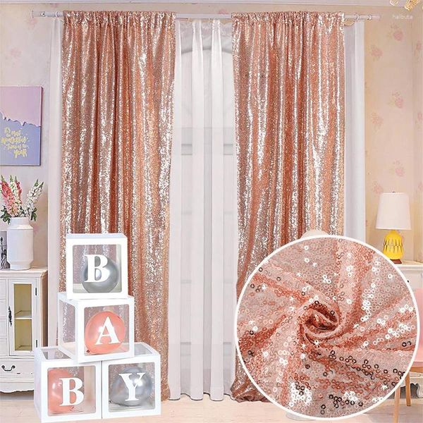 Décoration de fête 2x8 pieds tissu paillettes fond rideau Po stand toile de fond mariage pour noël/fête décor photographie 2 pièces