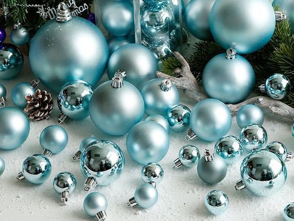 Decoración de fiesta 3-15cm Luz azul mate Bola de Navidad Boda Cumpleaños Tendencia Árbol Colgante Esfera de burbuja