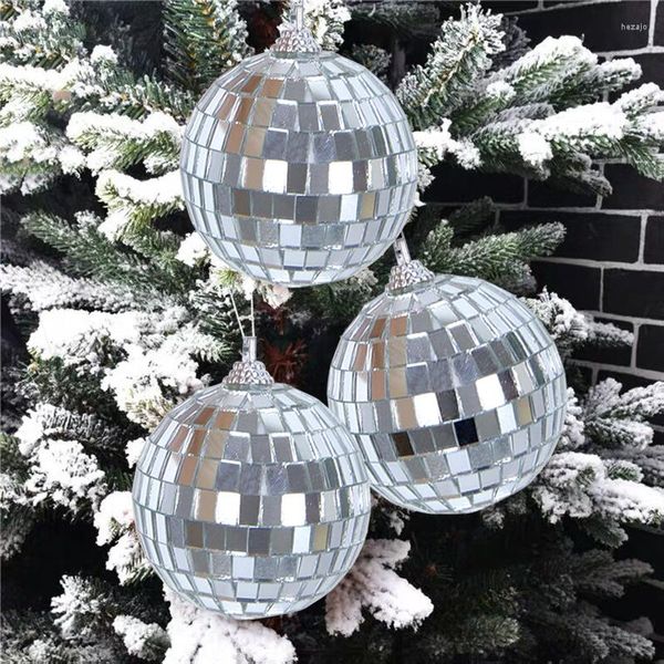 Décoration de fête 3/4/10 cm Mini boule de miroir de Noël brillant boules de verre laser arbre de Noël suspendu ornement Disco décorations pour la maison