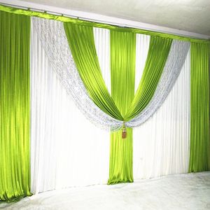 Decoración de fiesta 3/6 m Plata Lentejuelas Verdes Cortinas Blanco Boda Telón de fondo Conjunto de cortina Etapa Pared