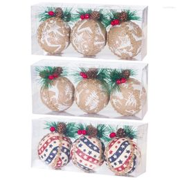 Décoration de fête 3 pièces 8 cm Jour de l'indépendance Boules de tissu en mousse de Noël Pendentif Ornements Vacances Mariage Arbre de Noël Décor suspendu