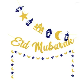 Party Decoratie 3 PCS Star Pull Flag Banner Eid Decoraties voor thuisachtergrond Garland Muslim Festival Leveringen Ramadan Hanging Moon