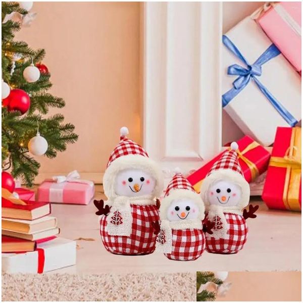 Décoration de fête 3 pièces de Noël P Dolls Ornements de famille Adorable 8 pouces 10 pouces 11,8 pouces de haut cadeau de Noël pour le rebord de la fenêtre Goutte élégante OT9SW