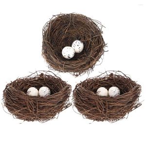 Décoration de fête 3 ensembles d'œufs de simulation, articles pour la maison, nids d'oiseaux, décorations de cage à perroquets réalistes
