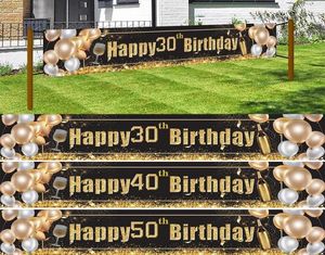 Decoración de fiesta 30 40 50 60 70 80 90 Banner de feliz cumpleaños 30.º adulto 40.º 50.º 60.º aniversario Suministros3560120