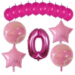 Décoration de fête 30 pouces Nombres 0-9 Fullar Staraluminum à cinq points Ballon 10 Rose Red Latex Kids Girls Balloon anniversaire