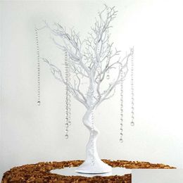 Décoration de fête 30 Manzanita arbre artificiel blanc central de table de fête de la route de la route de la route de la fête de mariage 20 chaînes en cristal261q3485