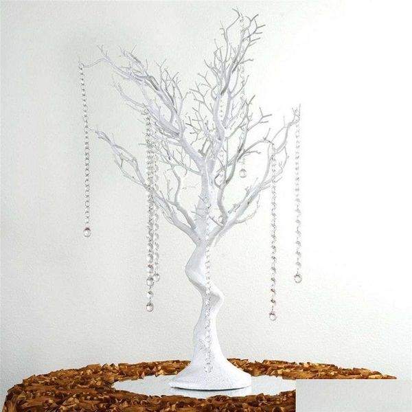 Décoration de fête 30 Manzanita arbre artificiel blanc pièce maîtresse fête route plomb table décoration de mariage 20 chaînes en cristal261Q280n