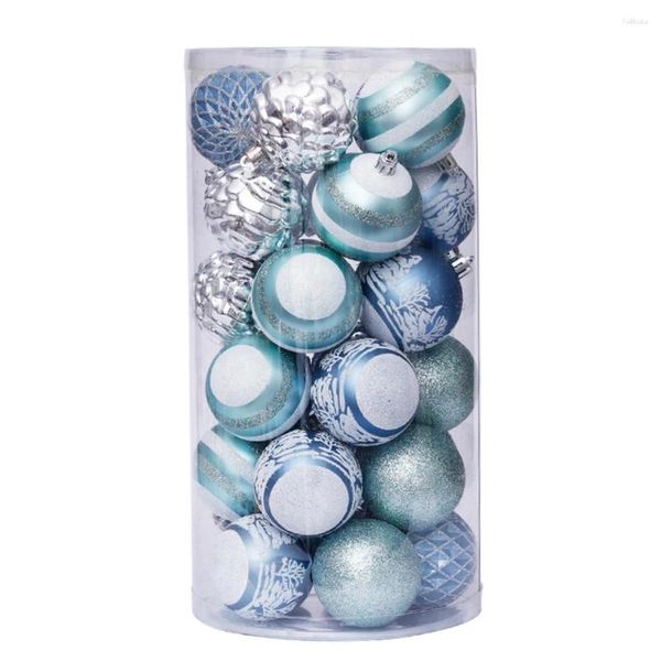 Décoration de fête 30 pcs ornements de balle de Noël bleu peint 6 cm / 2,36 pouces pendentif arbre étanche pour le mariage de vacances