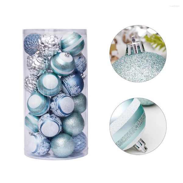 Decoración de fiesta 30 PCS Adornos de bolas de Navidad Pintado azul 6 cm / 2,36 pulgadas Surtido 5 Estilo Inastillable para bodas de vacaciones