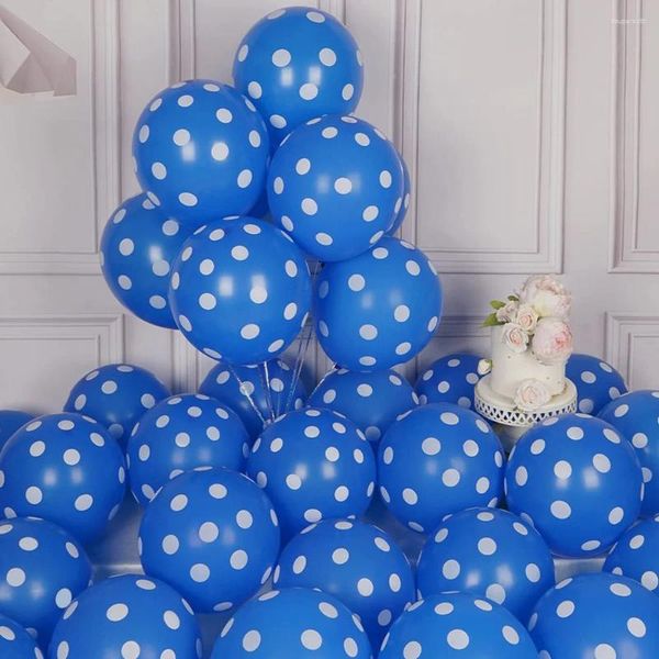 Décoration de fête 30 PCS / Set Extérieur Espace Bleau à pois bleu 12 pouces Latex Hélium Round pour bébés douches DÉCORATIONS