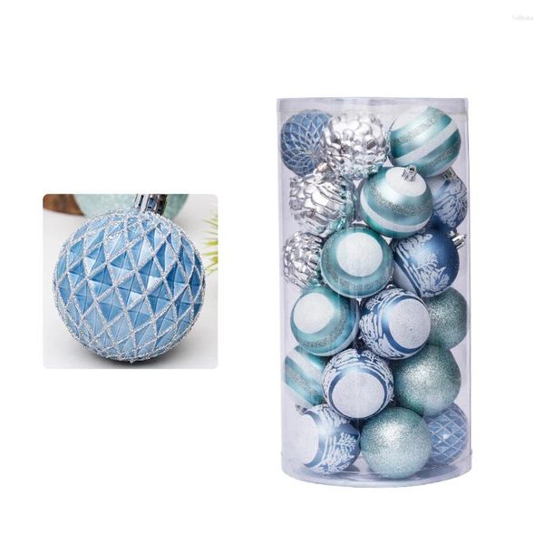 Décoration de fête 30 pcs de Noël décorations d'arbre bleu peint 6 cm / 2,36 pouces en plastique ballon suspendu 5 style étanche pour le mariage de vacances