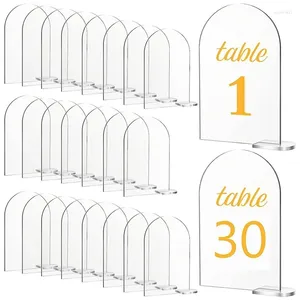 Feestdecoratie 30 sets acryl tafelborden met standaards blanco gebogen vel DIY boognummers voor bruiloftsreceptie evenement