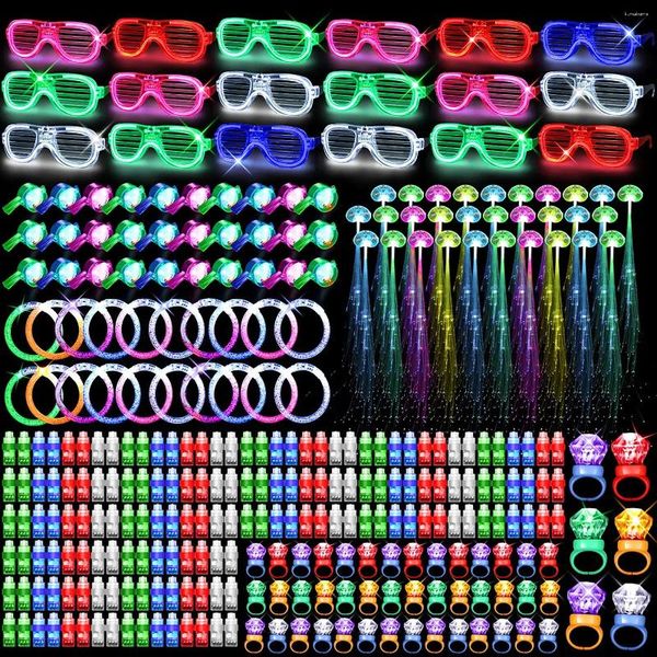 Decoración de fiesta 300 unids LED Light Up Toy Glow en los suministros oscuros Gafas Favores de Halloween Regalo de Navidad para juguetes para niños adultos