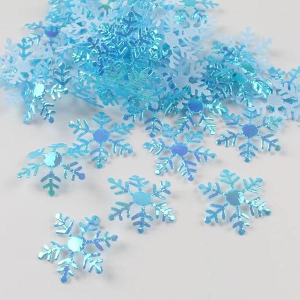 Décoration de fête 300pcs / lot Flocons de neige de Noël Confettis artificiels Pendentif d'arbre de Noël Année créative Appliques de mariage