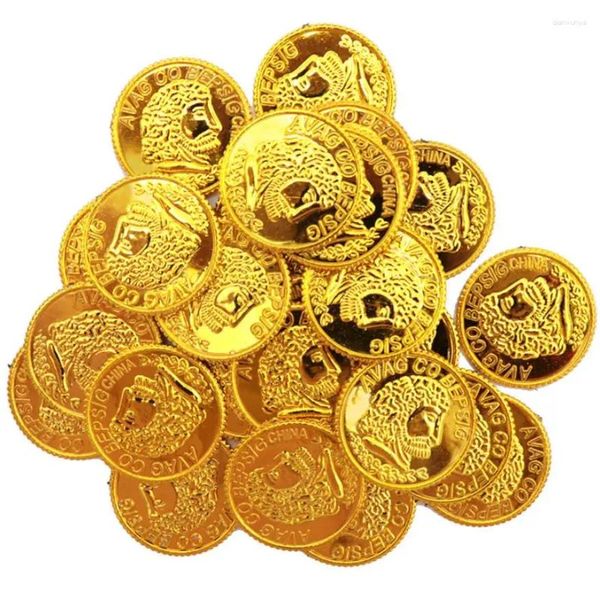 Party Decoration 300pcs Pirate Treasure Coin Plastic Gold Silver Chest Toy Game Chips Lucky Draw Banking Play Prop