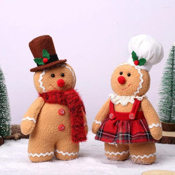 Decoración de fiesta 30 cm Gingerbread Man Doll Christmas Plush Pierna Muñecas Adornos de árbol de Navidad Año Niños Decoraciones de regalo para el hogar
