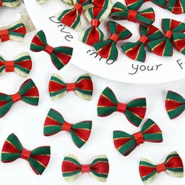 Décoration de fête 30pcs Bow de Noël Rouge en satin rouge / vert Bows Christma coudre Craft Bowknot Clips de cheveux DIY ACCESSOIRES