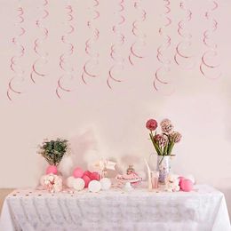 Décoration de fête 30pcs / ensemble 27 / 5 pouces banderoles en papier d'aluminium rose suspendus tourbillons pour les décorations de plafond d'anniversaire