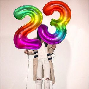 Décoration de fête 32 40 pouces grand ballon d'anniversaire en aluminium chiffres chiffres d'hélium décorations heureuses enfants jouet Air Globos