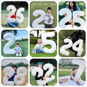 Décoration de fête 32/40 pouces ballons géants en aluminium blanc 0 1 2 3 4 5 6 7 8 9 chiffres Globos adultes bébé douche décorations d'anniversaire