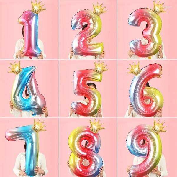 Décoration de fête Numéro numérique de 32 pouces Joyeux anniversaire Ballons d'hélium anniversaire Baby Shower