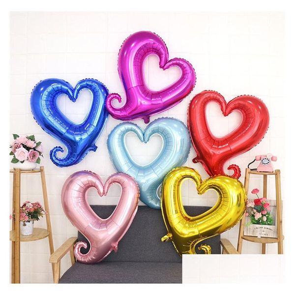 Decoración de fiesta 32 Gancho de gran tamaño Globos de helio en forma de corazón Decoración del día de San Valentín Te amo Globos de aire inflables Suministros D Dhcgf