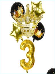 Decoración de fiesta 32 pulgadas Número de lámina de oro Globo Dígito Air Ballon Baby Shower Niños Cumpleaños Festival Aniversario de boda Corona Dec8594868