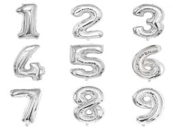 Party Decoratie 32 inch Silver Foil Number Ballon First Baby Girl Kids verjaardagsdecoraties 1e 1 2 3 4 5 6 7 8 9 10 30 40 jaar 9296500