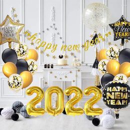 Décoration de fête 33 pièces/ensemble 2024, ensemble de ballons drapeau doré, Kit d'arc de décoration à thème d'anniversaire