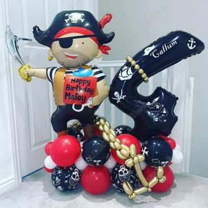Decoración de fiesta 34 Uds. Conjunto de Globos de barco pirata con 30 pulgadas 0-9 número globo niño cumpleaños Baby Shower decoración de Halloween Globos