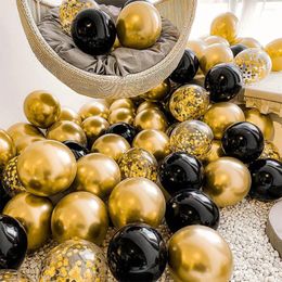 Decoración de fiestas 35 piezas de oro mixto Confeti negro Confeti látex globos niños hombre adulto mujer cumpleaños año decoración