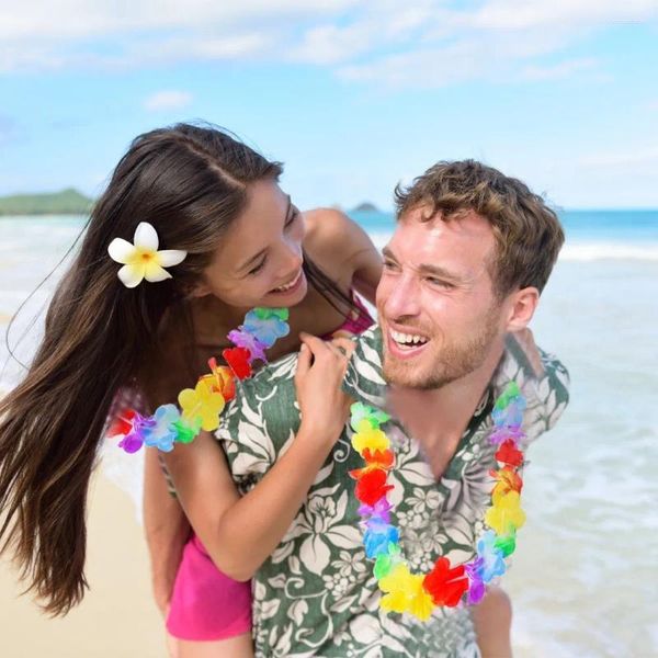Décoration de fête 36 comptes Tropical hawaïen Luau fleur Leis guirlande artificielle poule plage Fun fleurs fournitures
