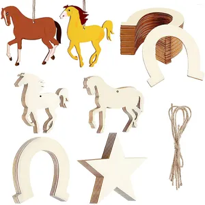 Feestdecoratie 36 stks/pak Kids Verjaardag DIY Houten Blank Hoefijzer Stervormige Hanger Handgemaakte Home Decorations