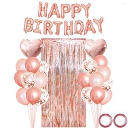 Decoración de fiestas 36pcs globos de látex mixtos de oro rosa feliz cumpleaños lámina de lámina cortina de oropel
