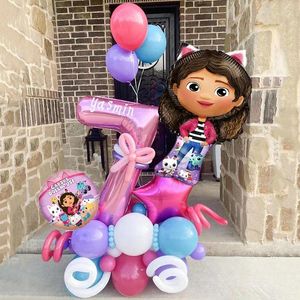 Partij Decoratie 36 stks/set Gabby Poppenhuis Ballonnen 1 2 3 4 5e Nummer Helium Globos Kids Meisjes Verjaardag Baby douche Speelgoed