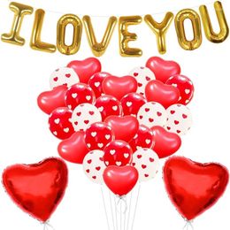 Feestdecoratie 37 stuk bruiloft ballons set goud ik hou van je letter ballonnen met rood en wit hart voor Valentijnsdagsparen