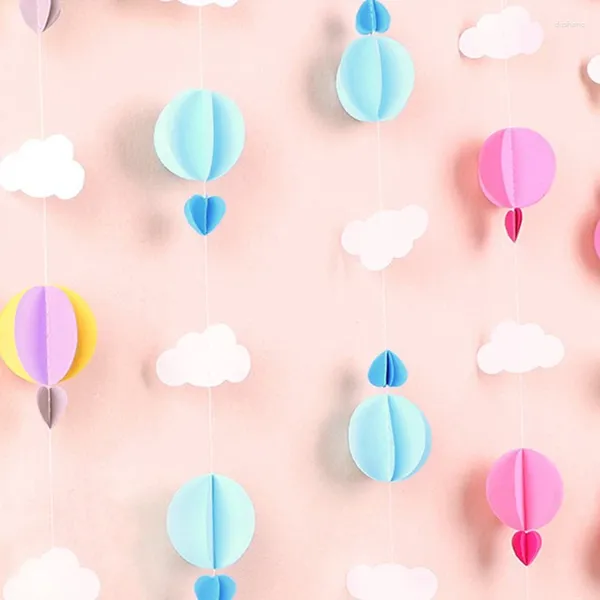 Décoration de fête 3D Air Ballon Nuage Papier Pull Guirlandes De Fleurs Bannière Suspendue Pour Mariage Anniversaire Décor De Noël Chambre D'enfants