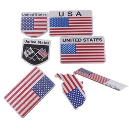 Décoration de fête 3D Aluminium USA Flag Emblem Badge Sticker American Map American étanche Decal pour la carrosserie de carrosse