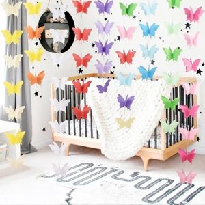 Party Decoratie 3d Paper Butterfly Garland Buntings For Wedding Birthday Festival Diy Banner Hanging Decorations Children's Slaapkamer Decor