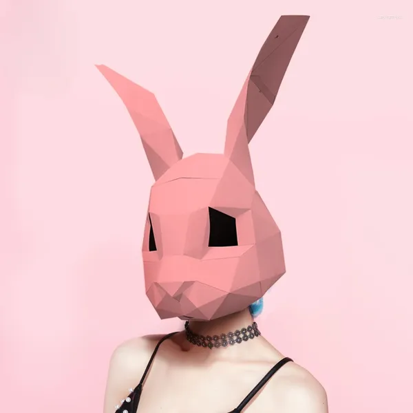 Decoración de fiestas Molde de papel 3D Masilla de la cabeza Modelo de Halloween Cosplay Props Mujeres Menores Vestidos Mascaras Craft Diy