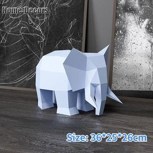 Feestdecoratie 3D-papiervorm Niet-afgewerkte olifant Model Vouwwerk DIY Craft Home Bureau Vloer Decor Beeldjes Miniaturen