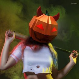 Party Decoratie 3D Paper Mold Pumpkin Head Mask Hoofddeksel Model Halloween Cosplay Props Women Men Clles Up Diy Craft Masks