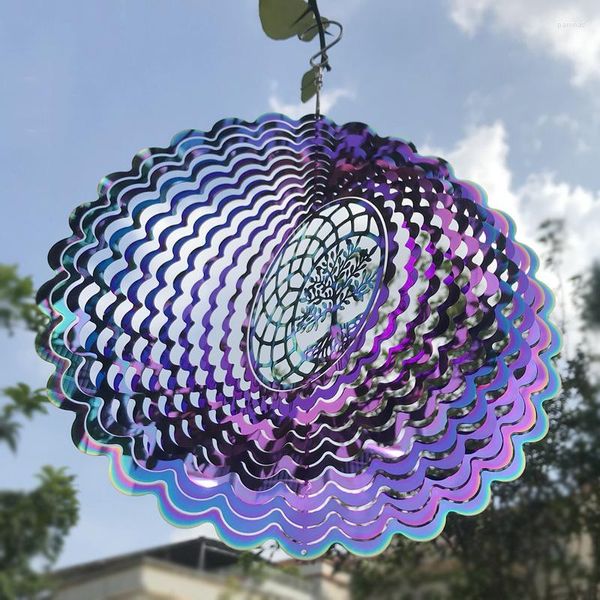 Décoration de fête 3D Vague Vent Carillons Spinner Cloche Arbre De Vie Pendentif Pour Chambre De Noël Décor Jardin En Plein Air Suspendu Windchime