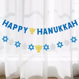 Décoration de fête 3M bleu joyeux Hanukkah bannière Chanukah papier lettre chandelier suspendu guirlande pour les vacances à la maison