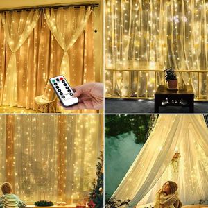 Décoration de fête 3M fée lumières guirlande rideau lampe USB télécommande chaîne sur la fenêtre décorations pour la décoration de mariage à la maison